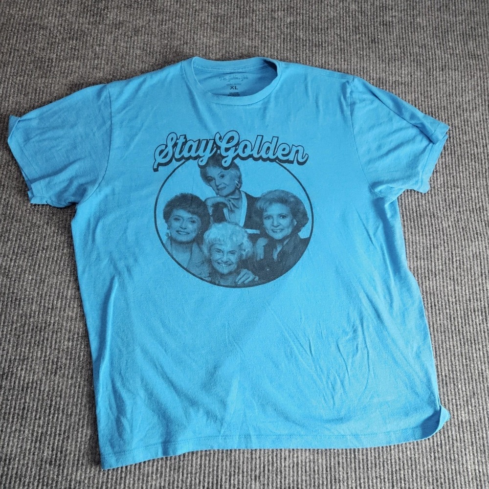 Golden Girls Shirt Mens XL Blue Stay Golden TV Show Graphic Tee Comedy Retro‎